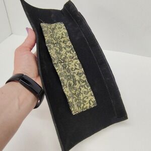 Travel Jewelry Roll Black Gold with Hook Loop Fasteners Pouches 12" Long Retro‎